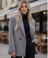 Comprar blazer feminino alfaiataria cinza transpassado com botões duplos forro elegante trabalho executivo barato ou em promoção ZARA